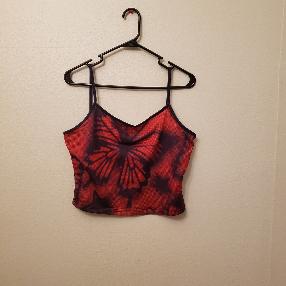 SHEIN Red and Black Butterfly Camisole